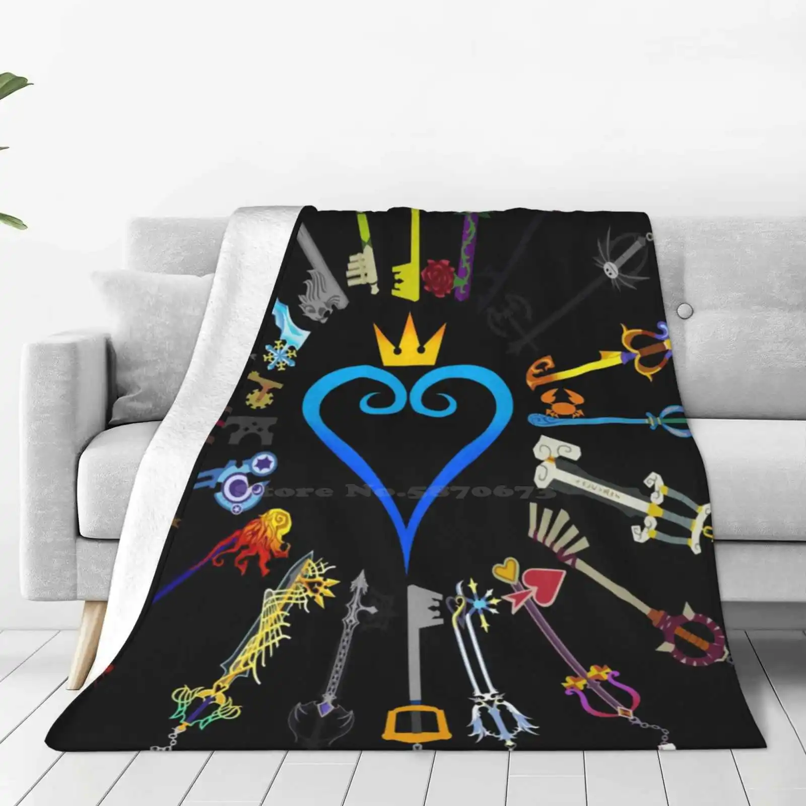 Kingdom Hearts Keyblades New Selling Custom Print Flannel Soft Blanket Kingdom Hearts Chain Of Memories 358 2 Days Birth By