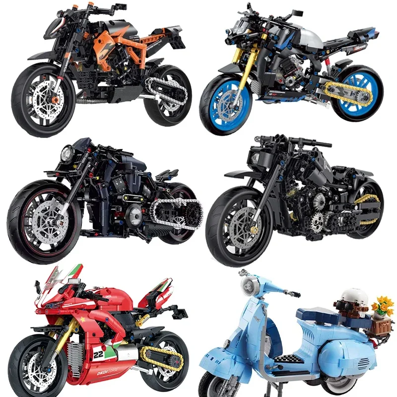 2024 Speed Champions Modern High Tech Technic Moto Dirt Bike Racing Motorcycles Model Building Blocks Sets Brick Kids Toys Gifts