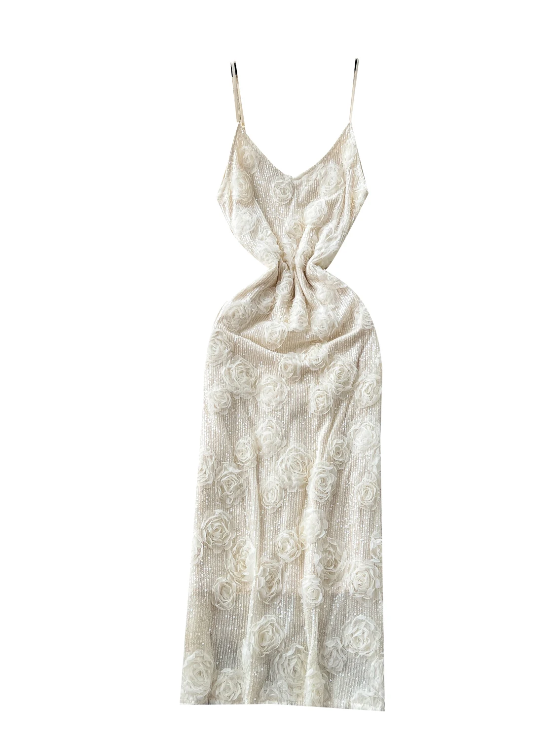 กระโปรงทรงเอเข้ารูปประดับเลื่อมสำหรับผู้หญิง สไตล์เกาหลี เอวสูง ทรงเข้ารูป กระโปรงยาวสำหรับฤดูร้อน