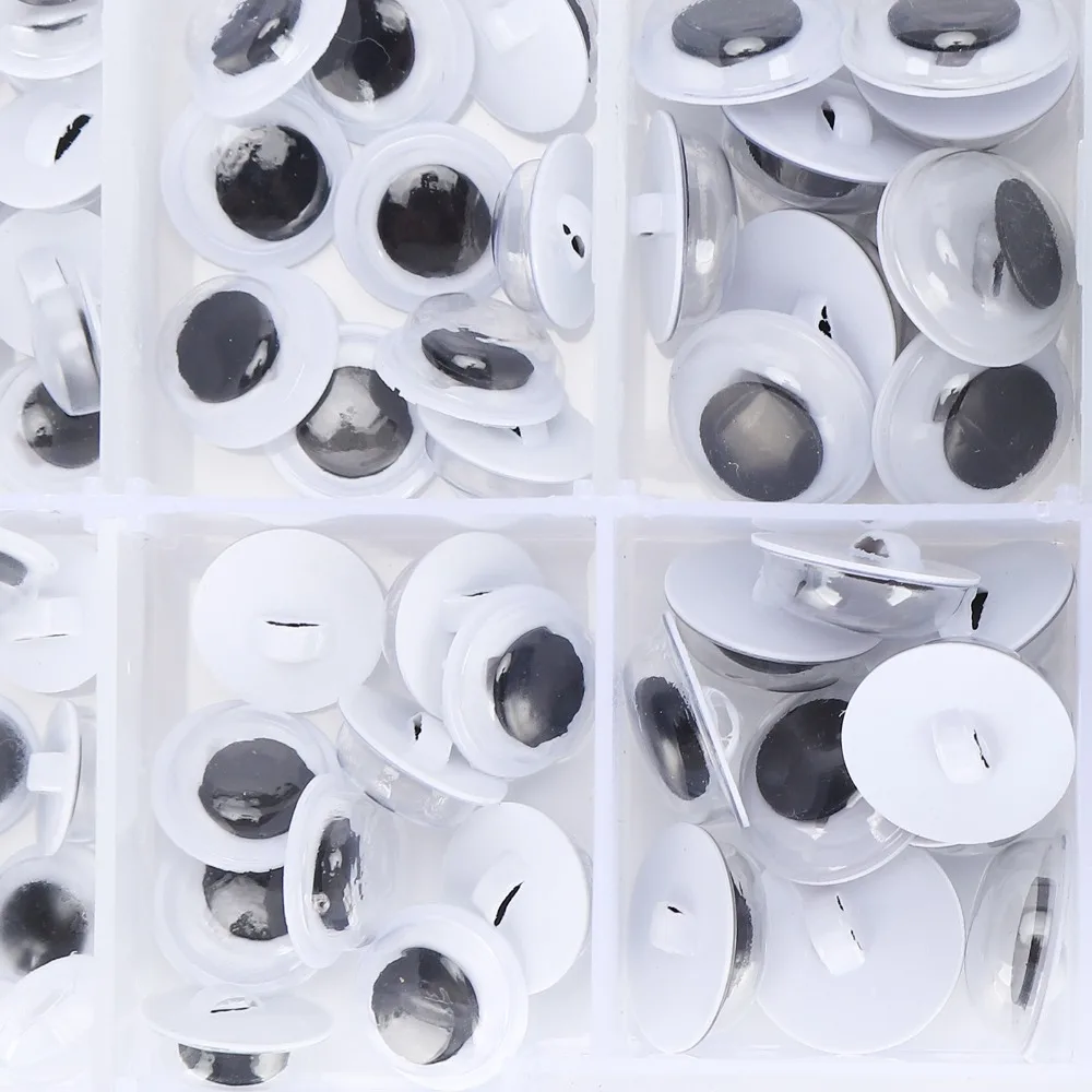 

100pcs Black and White Sew On Plastic Eyes Movable Eyes Round Plastic Wiggly Googly Eyes 8mm Size Assorted Size DIY Craft Eyes