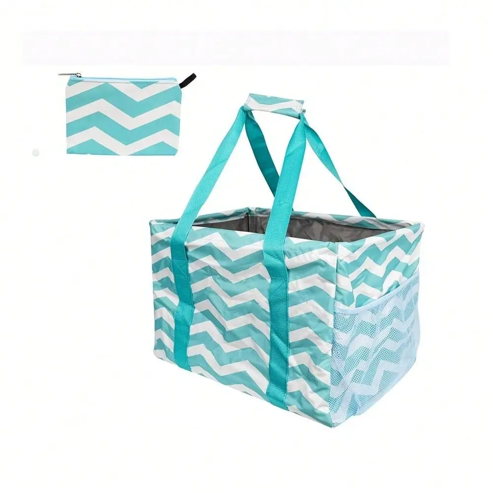 

Large Utility Tote Bag Oversized Collapsible Tote With Wire Frame, Durable Reusable For Beach, Groceries, Laundry, Car Trunk, S