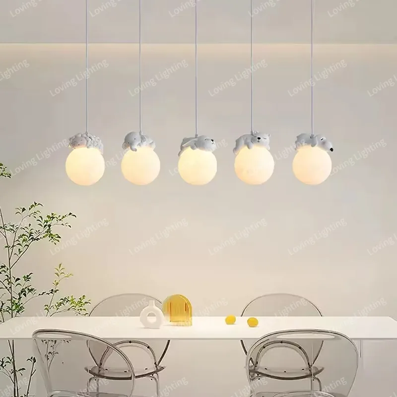 Creative Children Cartoon Hanging Led Lights Animals Pendant Chandeliers Baby Kids Bedroom Bedside Lamps for Room Home-appliance