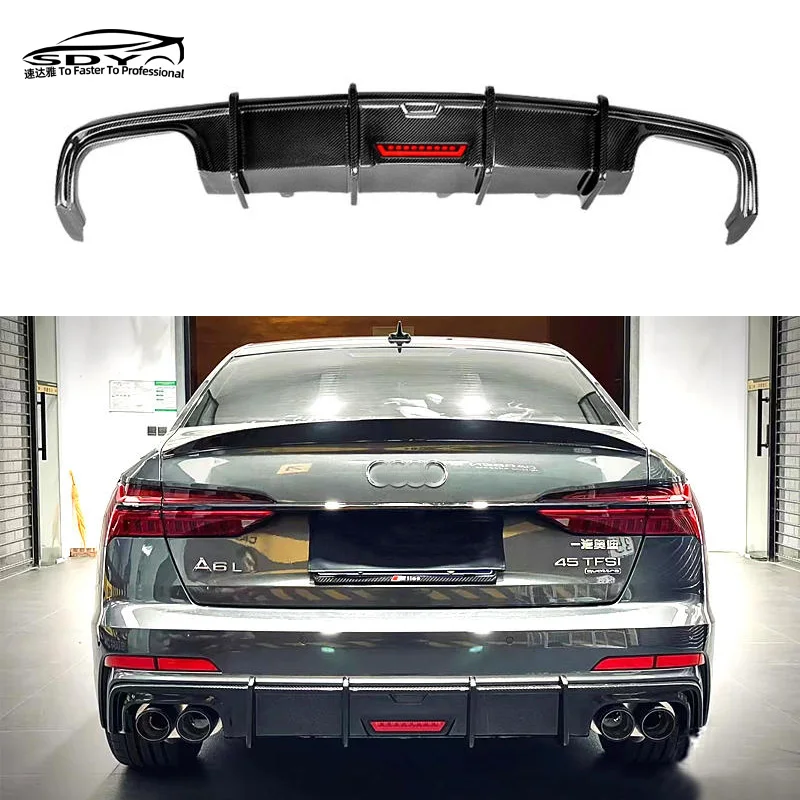 

A6 S6 C8 KB Style Carbon Fiber Rear Diffuser With Light Rear Bumper Lip For Audi A6 Sline S6 C8