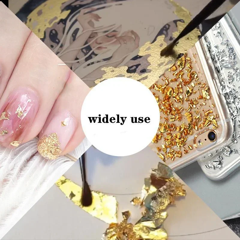 Płatki złota do zdobienia paznokci DIY, dekoracje, konfetti, folia, artykuły imprezowe, materiały rzemieślnicze