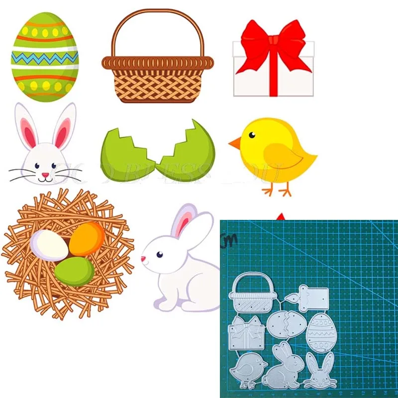 Easter Bunny chicken Egg basket metal cutting dies mold Scrapbooking paper craft mould blade punch template Embossing stencil