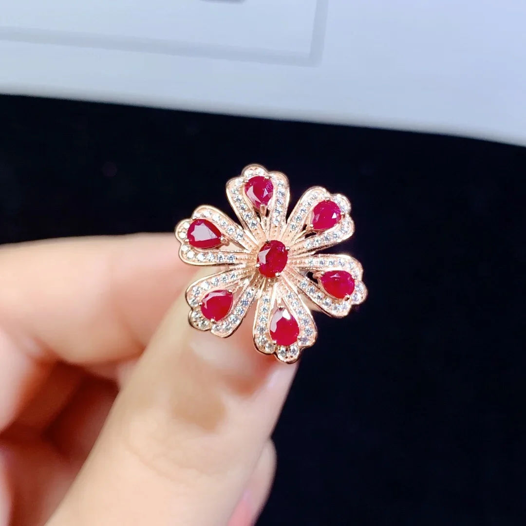 

Natural ruby ring sterling silver 925 wedding ring women's luxury free mail jewelry women's original jewelry boutique