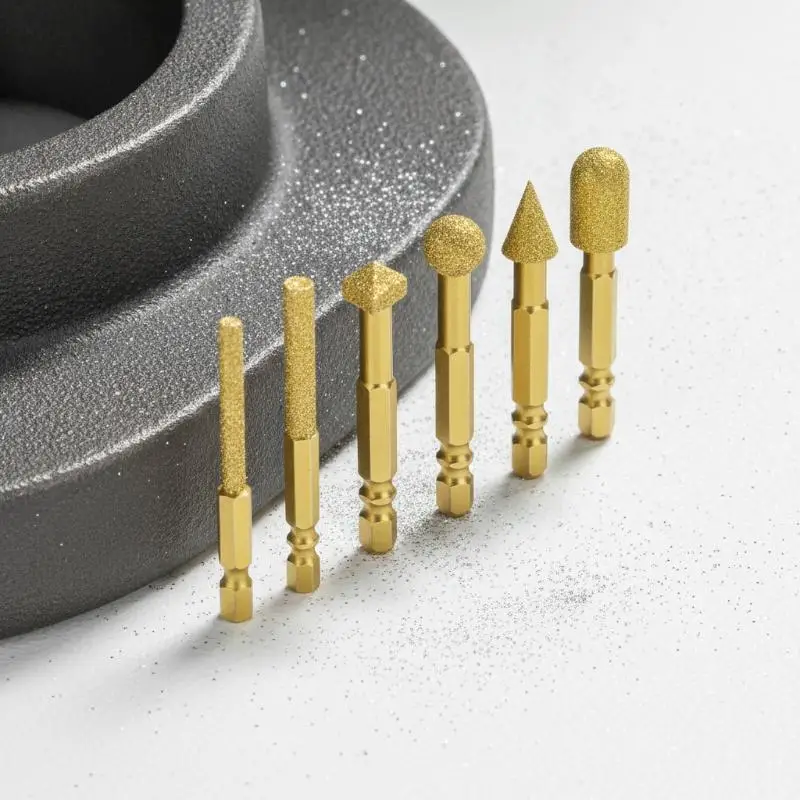 Diamond Grinding Head 3Pcs Tile Rotary File Electric Grinder Accessory for Iron Stainless Steel Metal Grinding Polishing