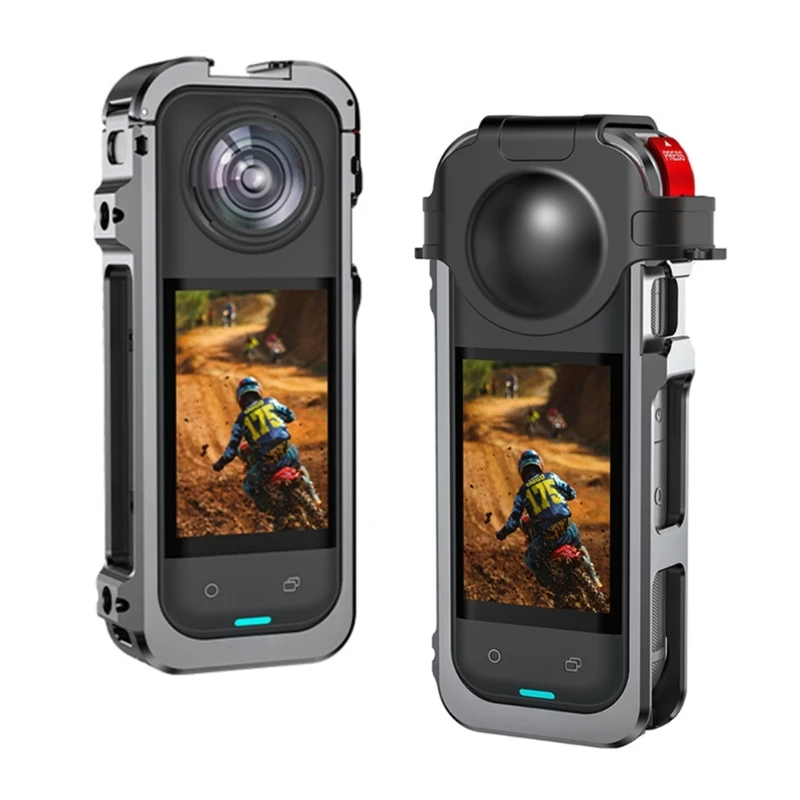 Quick Detach Aluminum Alloy Cage Integrated With Silicone Bumpers for X5 Camera Outdoor Durability for Outdoor Use