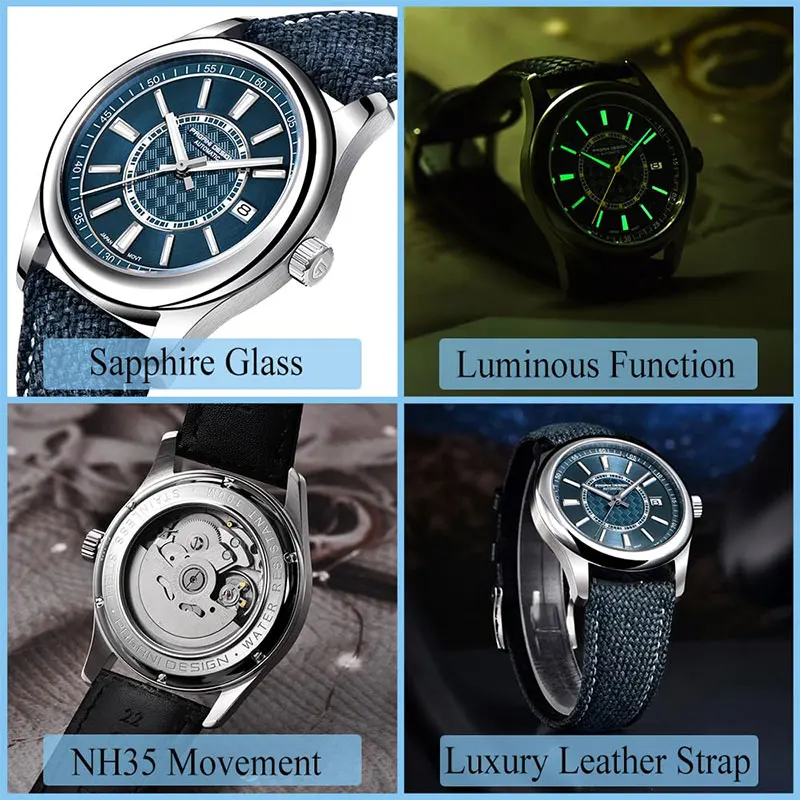 PAGANI DESIGN NH35 ساعة ميكانيكية جديدة 40 مللي متر جلد رجالي ساعة اليد 100 متر مقاوم للماء ساعات أوتوماتيكية للرجال Reloj Hombre 2025
