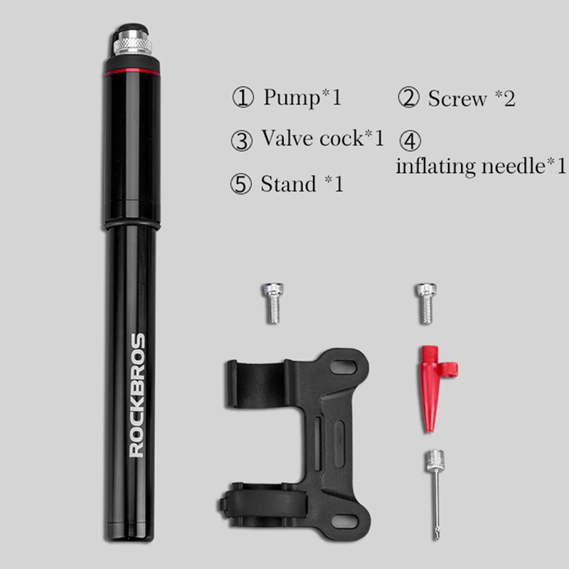 ROCKBROS Bike Bicycle Pump Aluminum Alloy 150PSI High Pressure Hand Mini Bicycle Pump Tire Air Inflator Portable Bike Air Pump