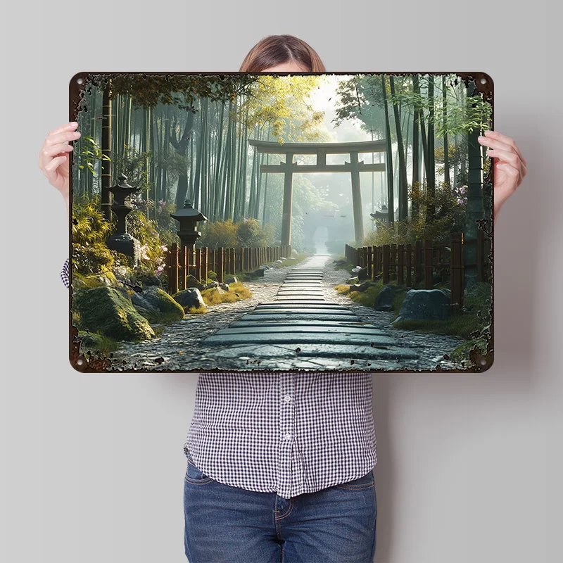

Металлический постер «Японская садовая дорожка», индивидуальный настенный декор, ретро-винтажные металлические таблички для мужской комнаты, дома и декора, игровой комнаты