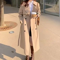 Woman Long Trench Coat Korean Fashion Streetwear Loose Casual Elegant Black Female Windbreaker Coat Autumn and Winter