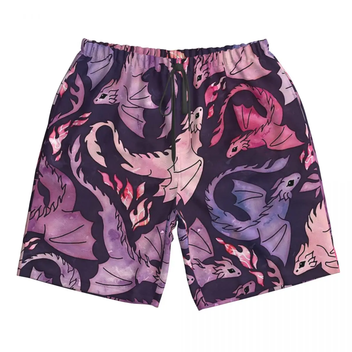 

Dragon Fire Dark Pink Purple Trunks Beach Board Shorts Casual Quick Dry Swim Summer Men Pants