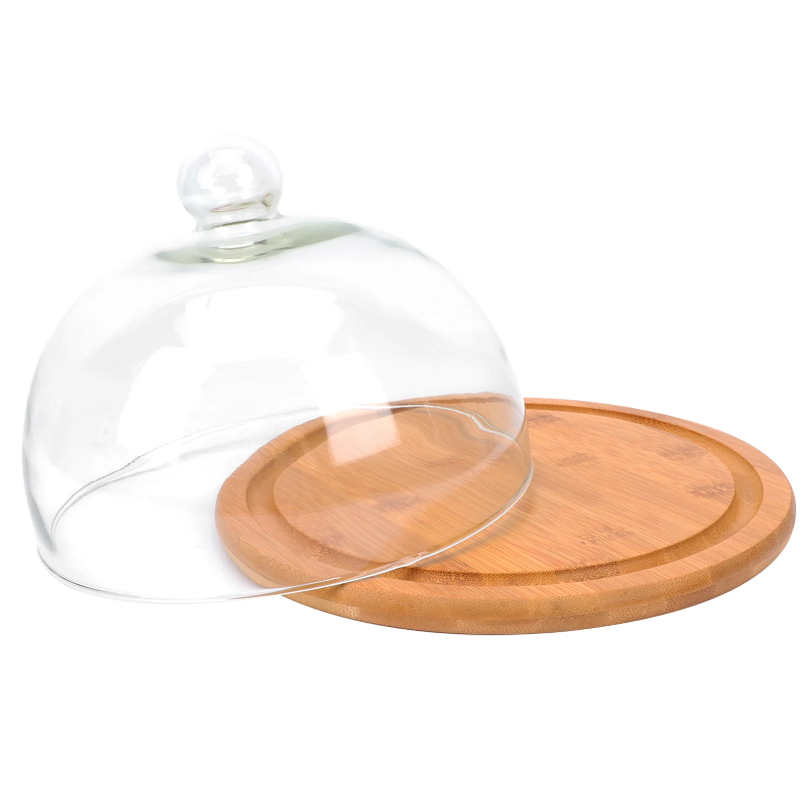

Glass Cake Cover Food Storage Tray Transparent Lid Dust proof Kitchen Fruit Display Dome Pastry Wood Fruit Bowl Cake Food