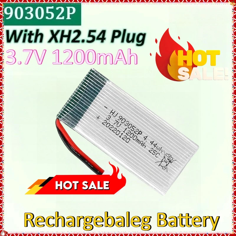 

New 903052P 3.7V 1200mAh 25C XH2.54 Plug Lipo Rechargebaleg Battery for KY601S M18 H5P SYMA X5SW X5 Model Aircraft Accessories