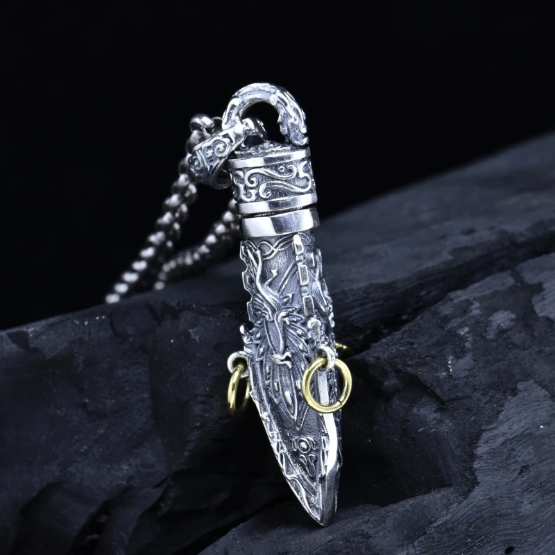 S925 Sterling Silver Pendants for Men Women New Fashion Buddhist Demon Subduing Vajra Pestle Pure Argentum Jewelry Wholesale