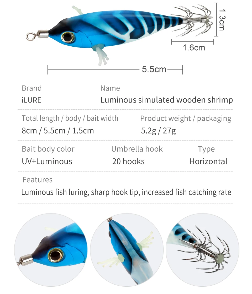 Neue Tintenfisch Köder 5,2g 8cm Webfuß Octopus Egi Künstliche Garnelen Egi Locken Luft Tintenfisch Tintenfisch Maschine Horizontale tintenfisch Jig Haken – Detail 3