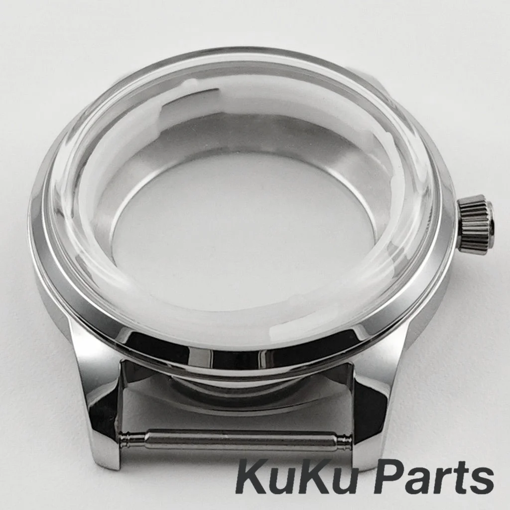 Silver NH35 40mm Cocktails Case Stainless Steel Silver Cocktails Arched Glass Watch Case Fit NH34 NH35 NH36 NH38 NH70 Movement image 4