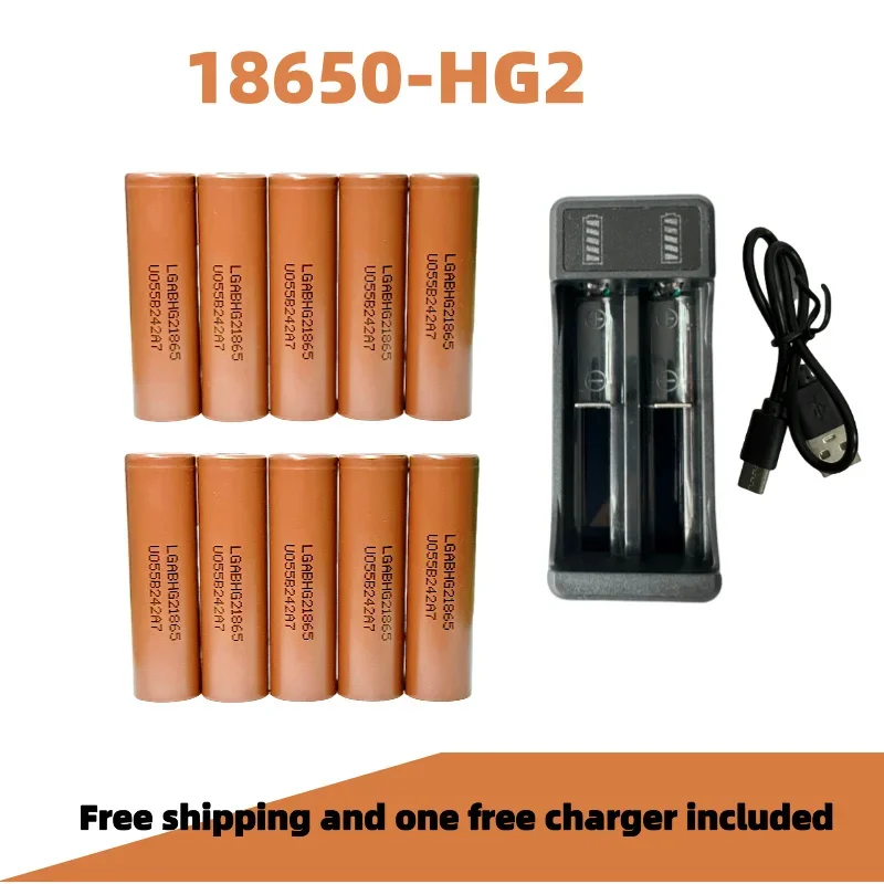 

HG2 18650 3000mah rechargeable battery 3.7v discharge 20a dedicated +charger Suitable for assembling various types of batteries