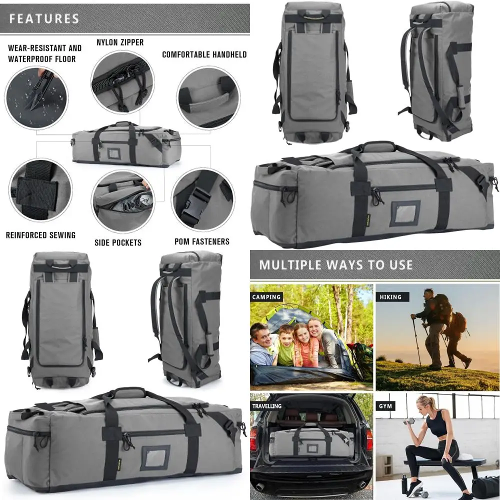 

Большая дорожная сумка двойного назначения: водонепроницаемый полиэстер, скрытые ремни, отделение для обуви — идеально подходит для спортзала, занятий спортом, для мужчин и женщин.