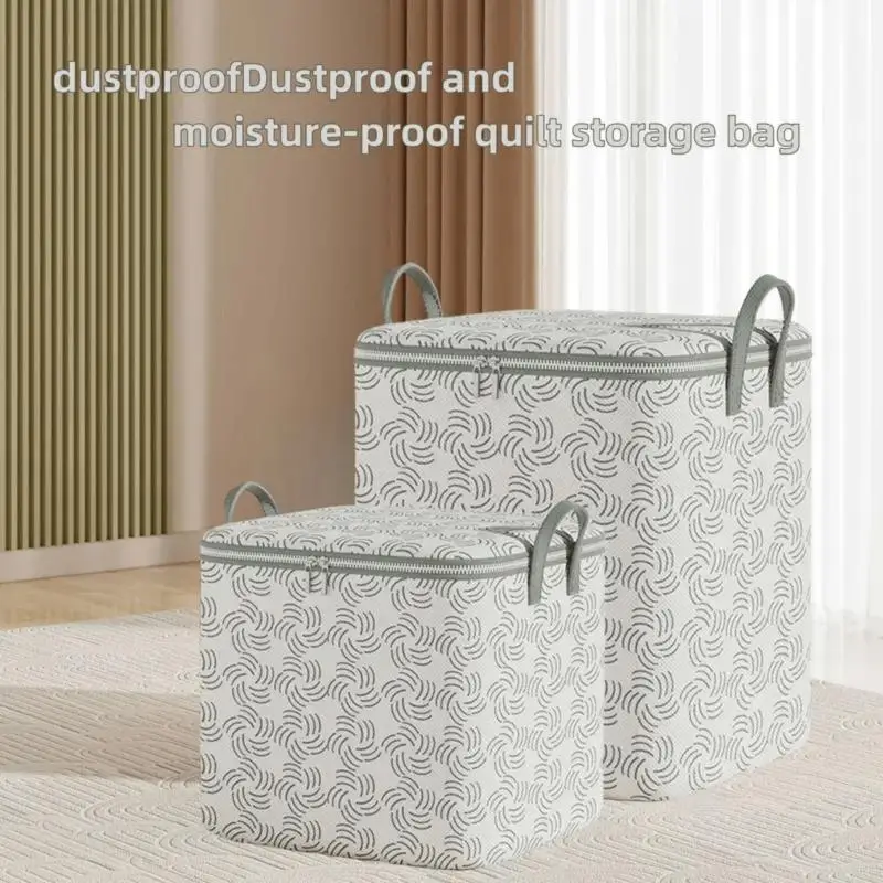 New Portable With Handle Clothes Storage Bins Foldable Large Capacity Wardrobe Sorting Storage Bucket Dust-Proof Cherry Blossom