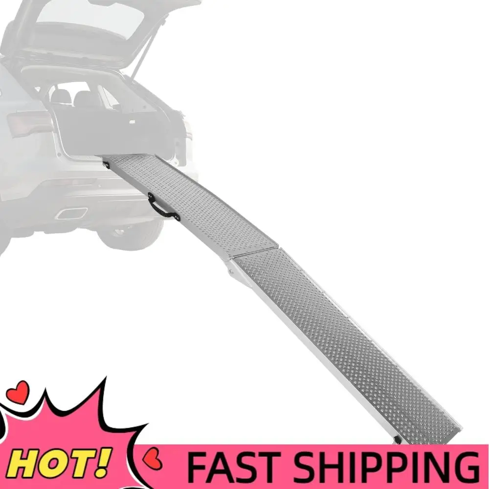 2PCS Rampa de Alumínio de 85 Polegadas com Alça para Carregamento de Motocicletas, com Cintos de Segurança e Luvas para Caminhonetes