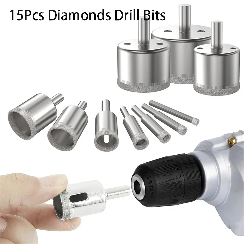 15 Stuks Diamant Gecoate Boren 6-50 Mm Tegel Gatenzaag Boren Extractor Remover Gereedschap Glas marmer Cutter Opener Boren