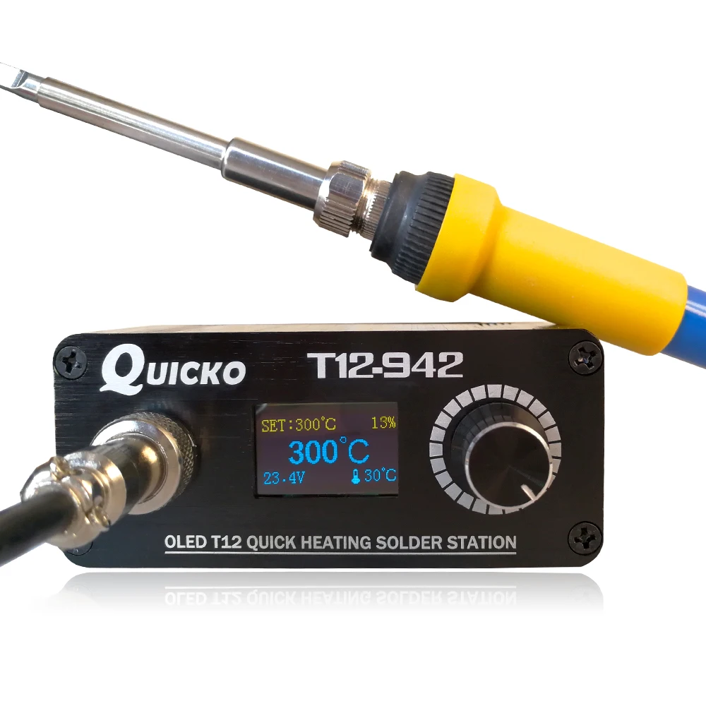 

Quicko-T12-942 MINI Soldering Station with EU Adapter, 24V 3A Solder T12 Iron Tip, Portable Welding Tool, finished Machine