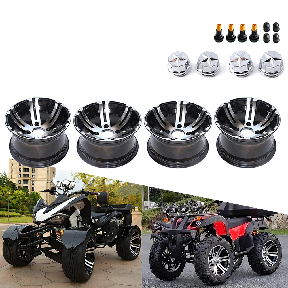 4 Pcs 12 inch Aluminum Alloy Wheel Hub Rim 110mm*4 Stud For 150 200 250cc Electric 4-Wheel ATV Go Kart UTV Quad Buggy Golf Cart