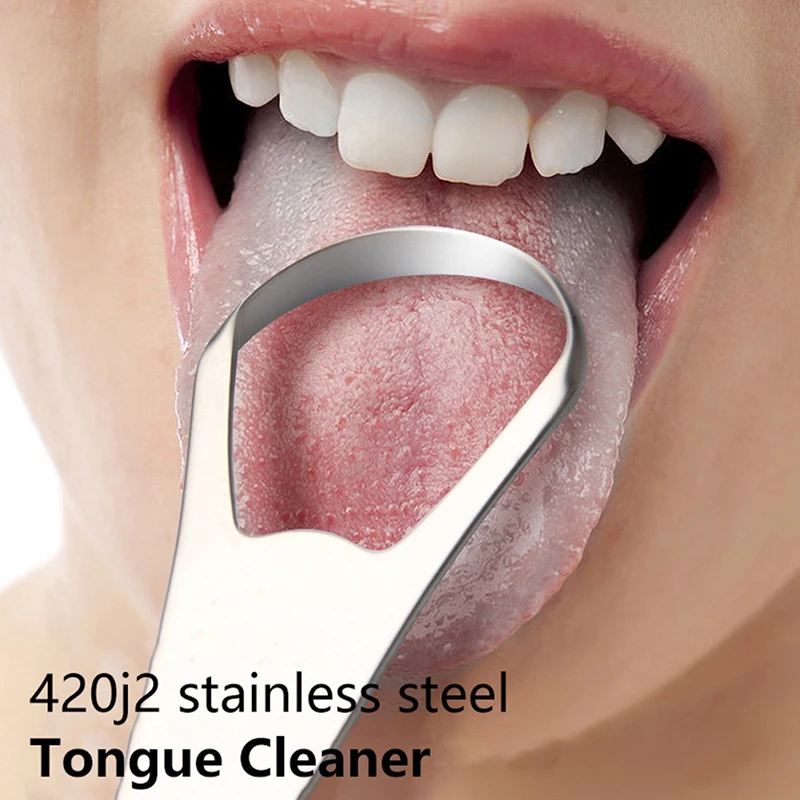 Reusable Stainless Steel Oral Mouth Brush With Travel Case Portable Tongue Cleaner Tongue Scraper Non-slip Handle