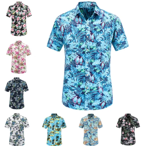 

Men's 3D Printed Palm Tree Beach Pattern Hawaiian Shirt Casual Printed Floral Short Sleeve Beach Hawaiian Tropical Top