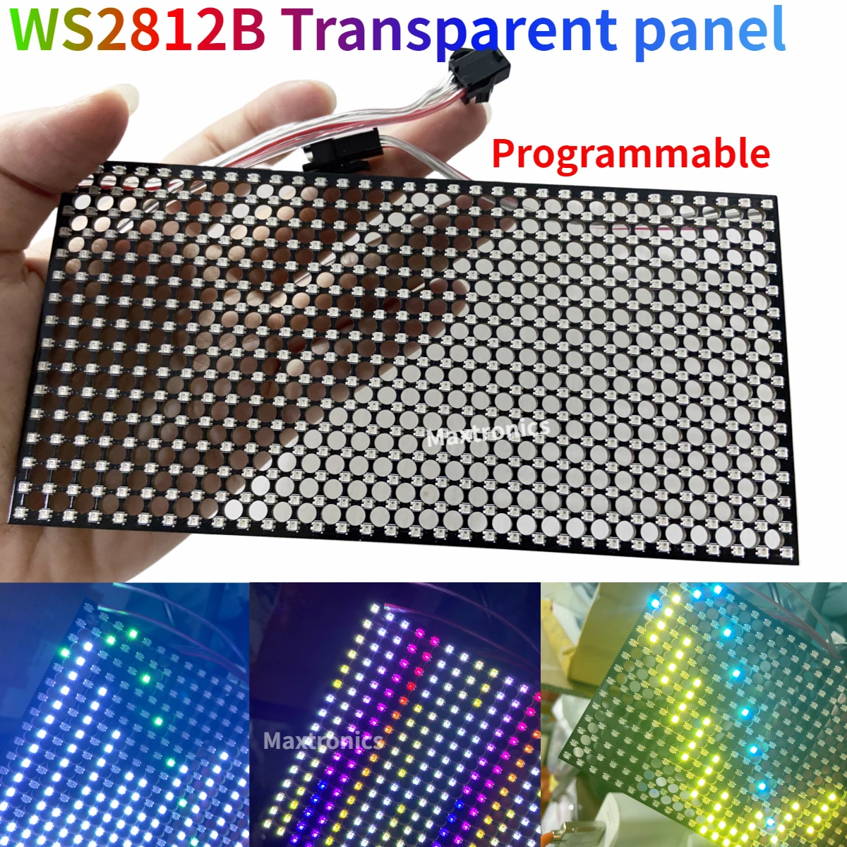 

5V WS2812 RGB LED Screen Panel Programmable 16*32 Full Color Dot Matrix 80*160mm SPI Protocol 2020 LED Beads for Billboard Decor