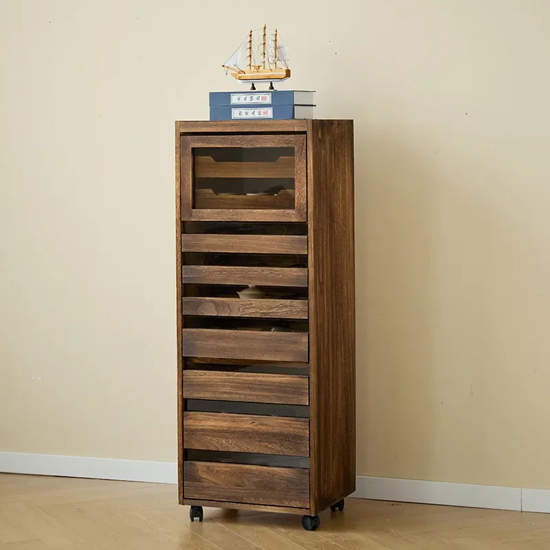 Solid Wood Bogu Rack American Style Single Door Display Cabinet Tea Set Storage Black Walnut Medieval Wenplay Shelf Dental