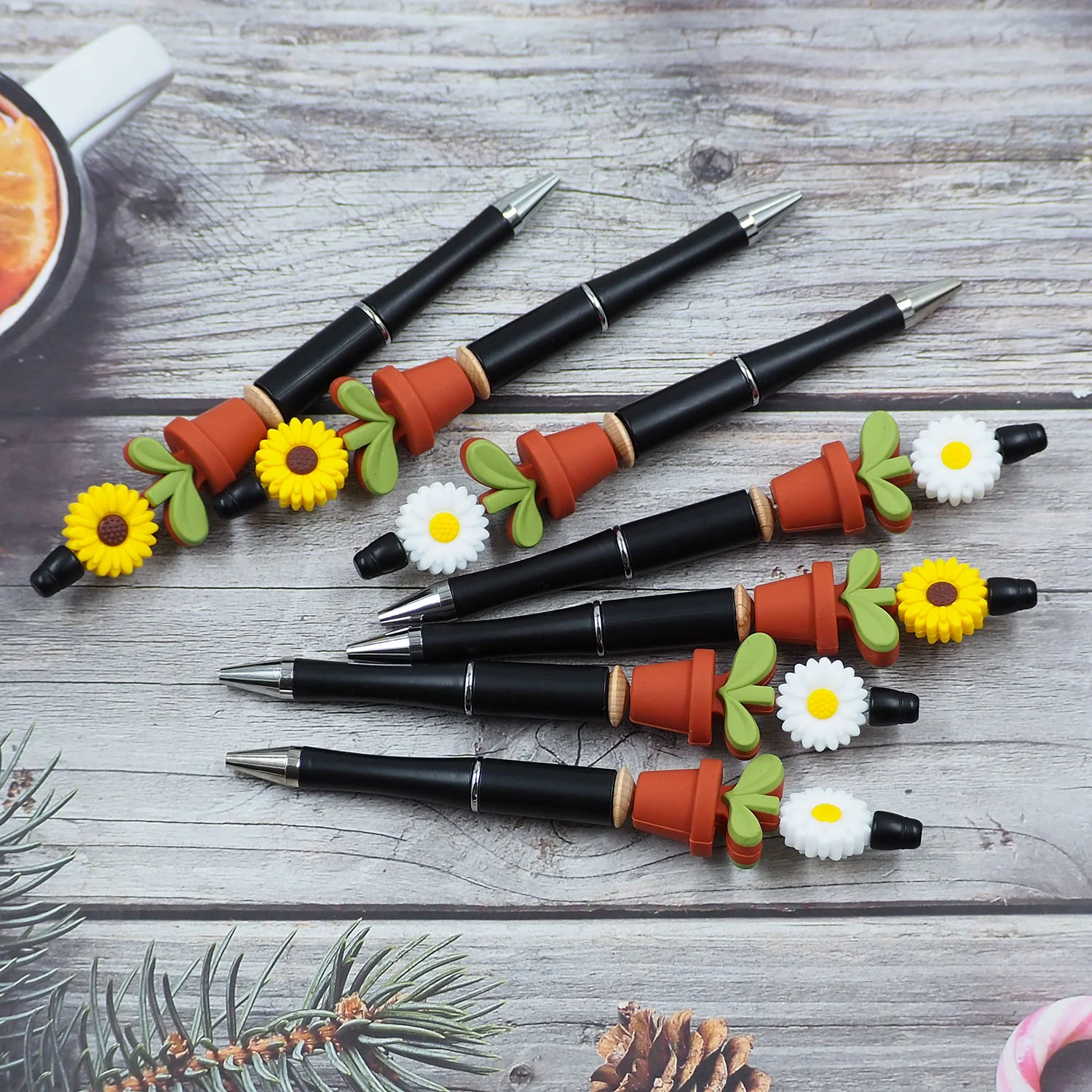 

10Pcs Ballpoint Pen DIY Bead Pen Plastic Beading School Office Writing Supplies Stationery Wedding Gift