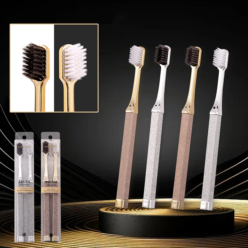 2 個大人の柔らかい毛歯ブラシ歯と歯茎の徹底的なクリーニングのための健康ケアカップル歯ブラシ毎日の使用