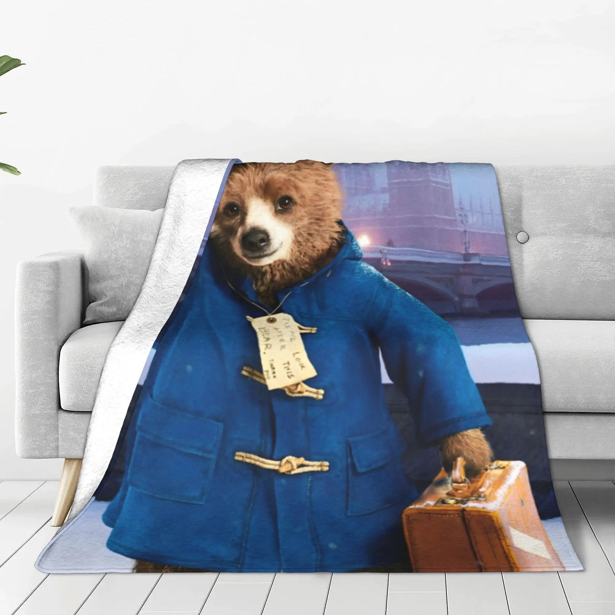 Britain Paddington Brown Bear Blanket Flannel Printed Cute Movie Cartoon Portable Soft Throw Blankets Bedding Car Bedding Throws