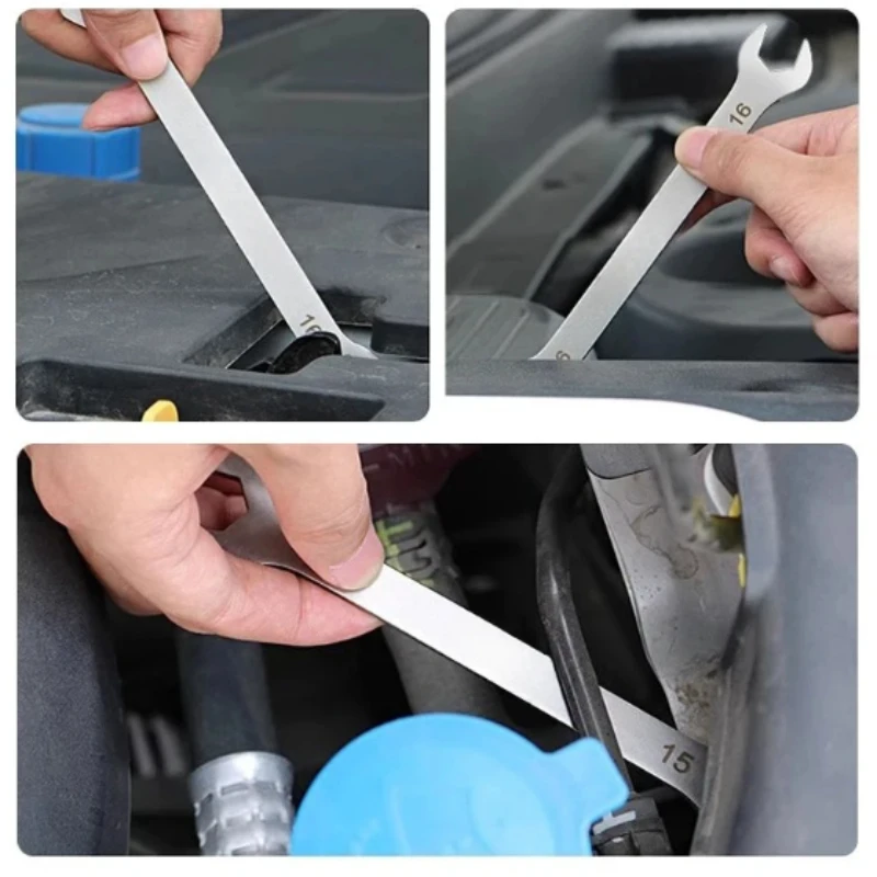 مفتاح ربط مفتوح رفيع للغاية من الفولاذ المقاوم للصدأ، مفتاح ربط مزدوج الرأس بسمك 3 مم، مفتاح شوكة رفيع صغير ثنائي الغرض