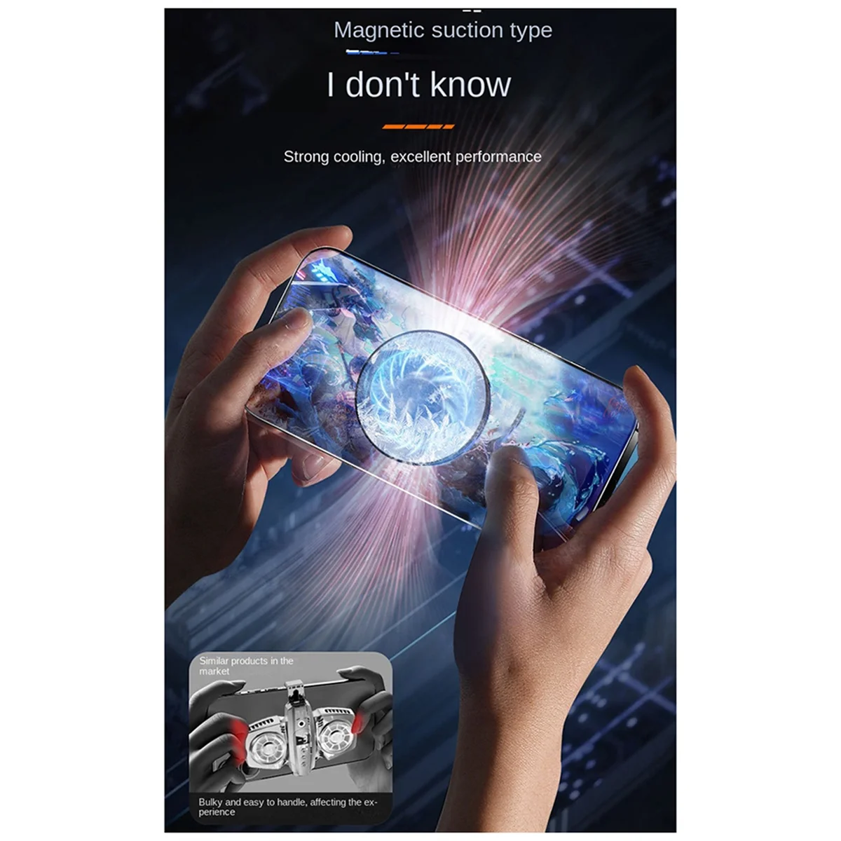 ATP5 Magnetic Mobile Radiator Phone Cooler with Digital Display Semiconductor Cooling Fan Cooler for Tablet/Phone Cooler,A