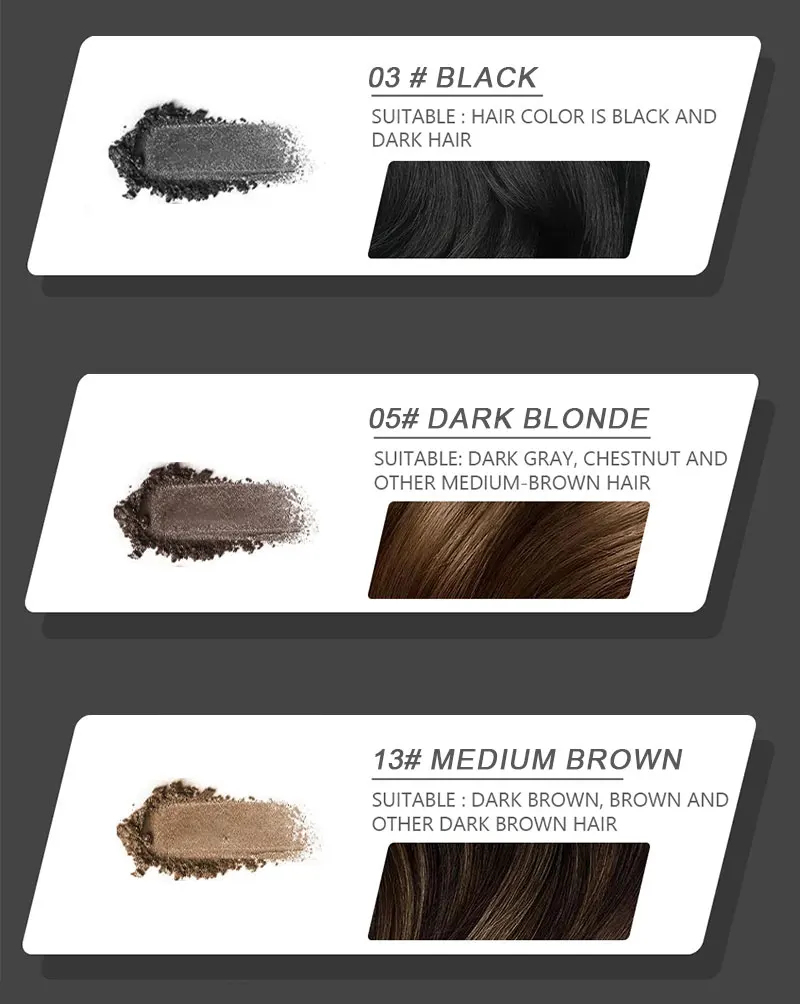 14-Farben-Haaransatz-Puder, Haaransatz-Schatten-Puder, Make-up, Haar-Concealer, natürliche Abdeckung, Unisex, Haarausfall-Produkt, modifiziertes graues Haar – Detail 4
