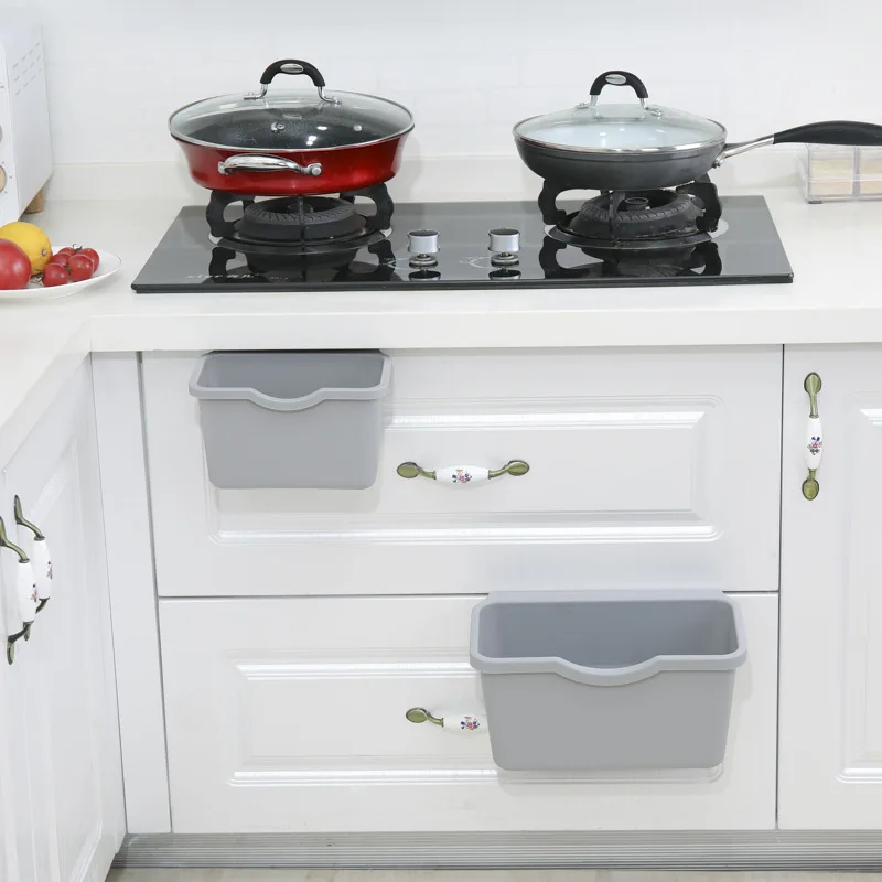 Kitchen Cabinet Door Hanging Trash Rubbish Container Mini Waste Bins Garbage Bin Can Household Rubbish Cleaning Tool