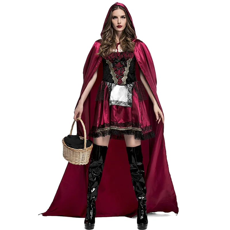 Little Red Riding Hood Long Cloak Dr Stage Performance Costume loween Themed Role-plang Outfit Women's Ethnic Wear
