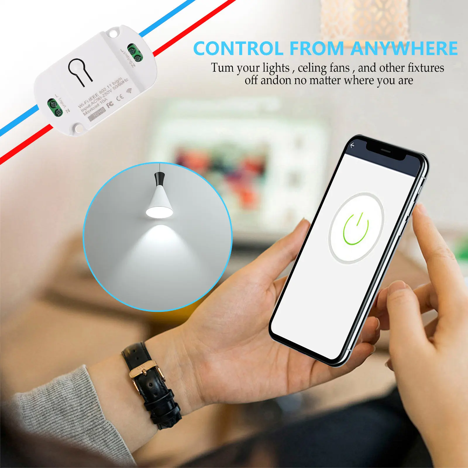 Smart WiFi Switch Voice Control Remote Timer Switch for Home Appliances with App Control Scheduling Countdown Sharing ABS