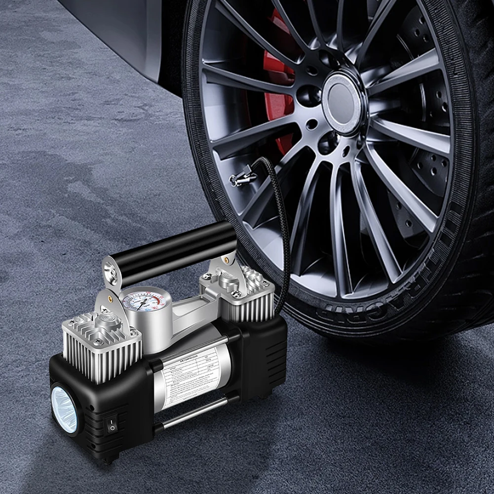 

12V Portable Dual Cylinder Air Pump 150PSI Dual Cylinder Tire Inflator Electric Car Tyre Inflator Portable Dual Purpose Air Pump