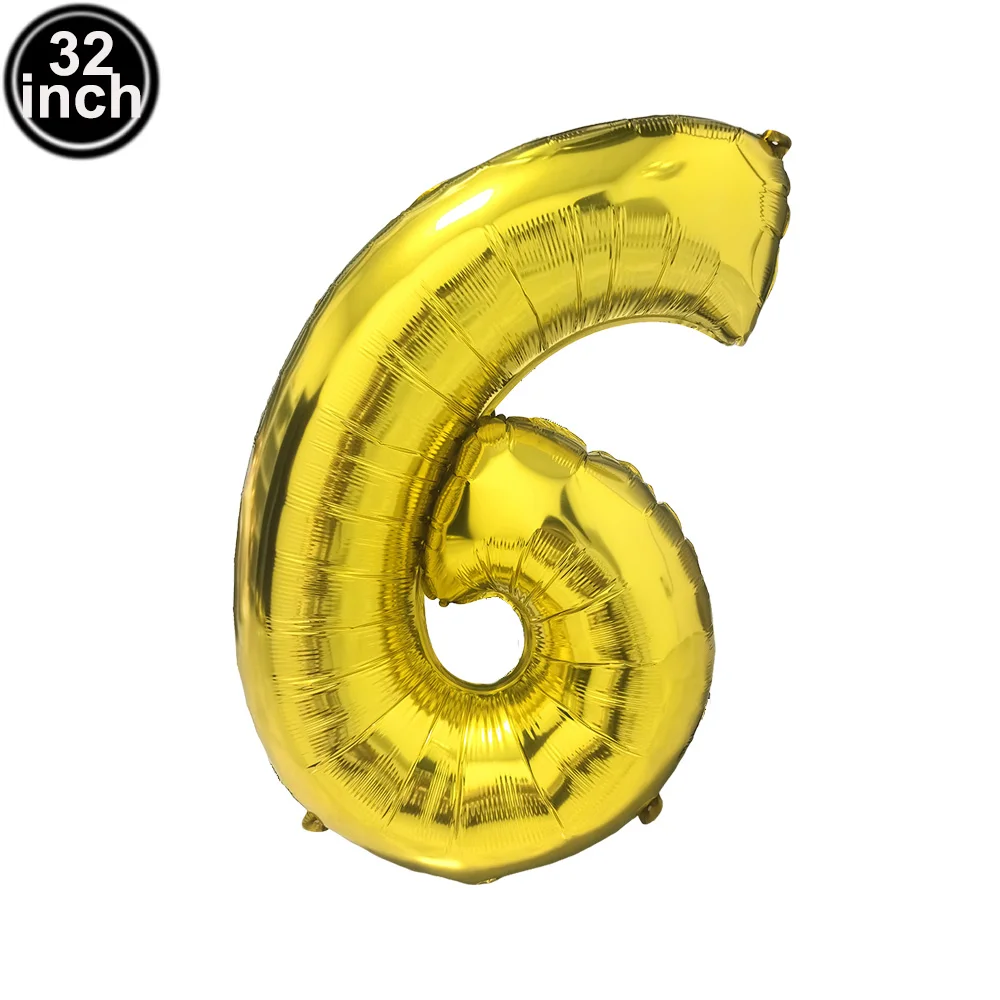 Number 6 Balloon 6 Digit Balloons Six Blue Figure Green Globe 6th Birthday Big Large Red Rose Golden Black Colorful 32 inch