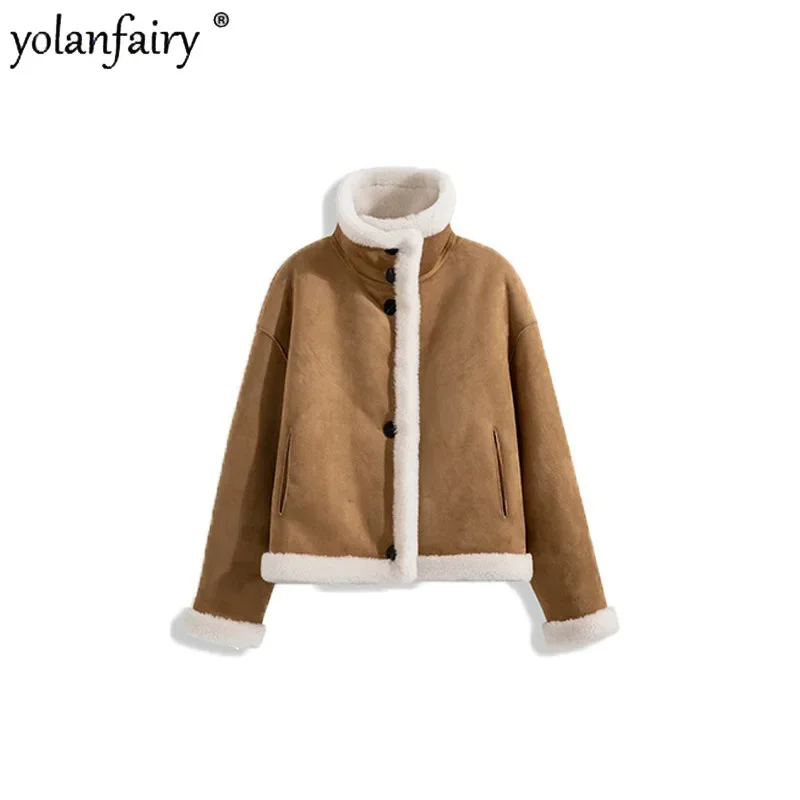 Natural Wool Fur Coat Women\'s Winter Jacket 2023 New Composite Fur Integrated Reversible Lapel Fur Coats & Jackets for Women FCY