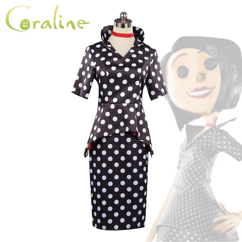 

Anime cosplay polka dot long dress black women's dress Halloween costume
