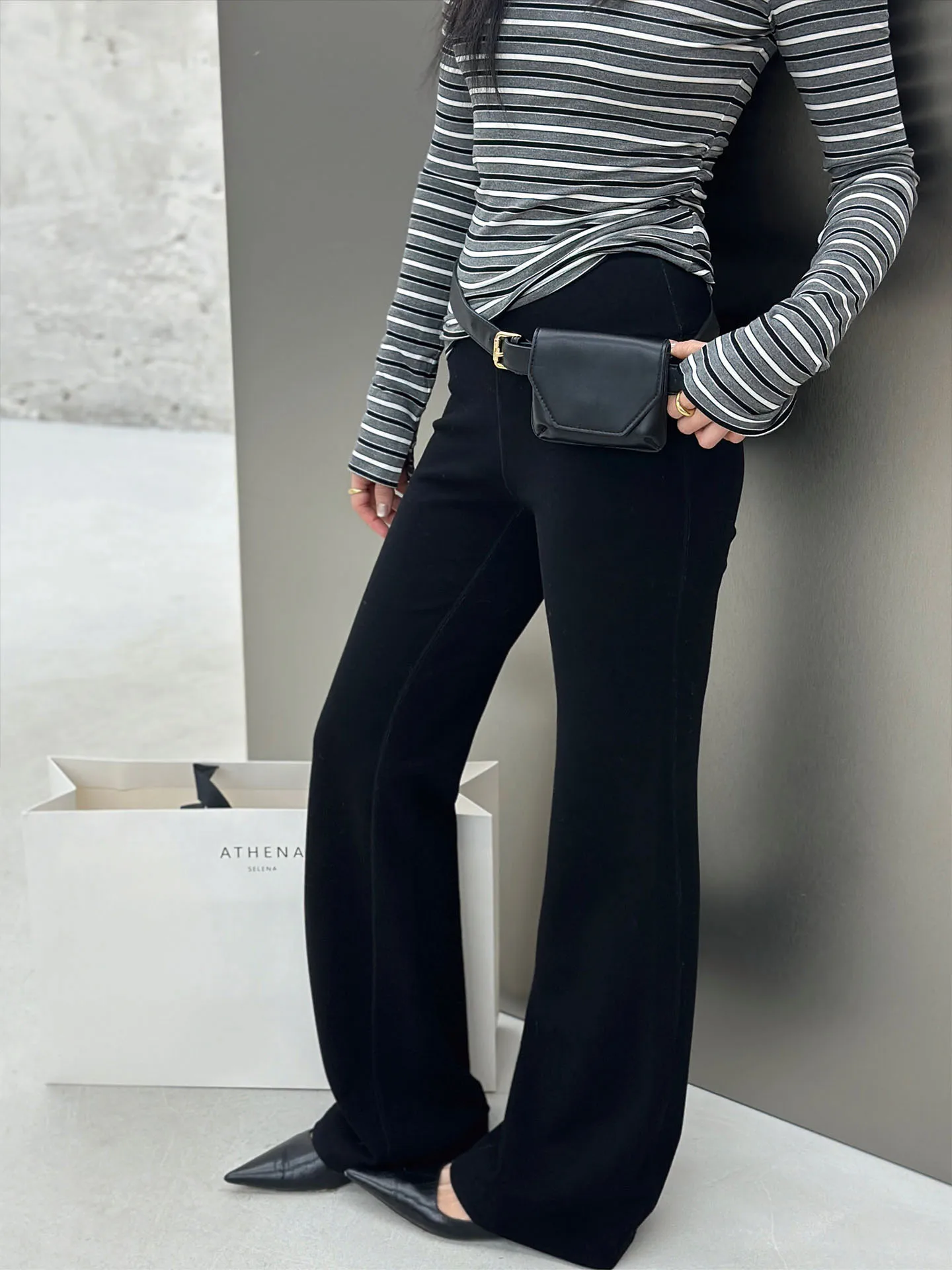 

Bodhl High Waist Slimming High Waist Bell Bot Pants Women's Casual Pants Net Version Upade Loose Fit Casual Trousers