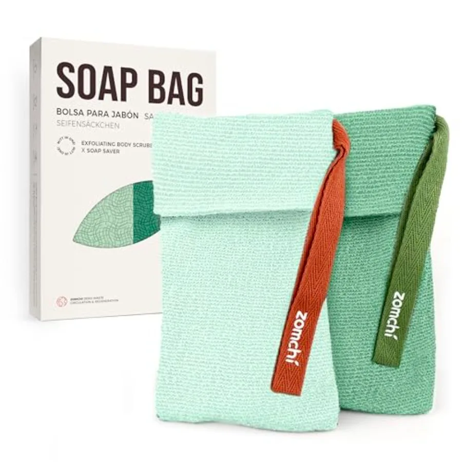 

2 Pieces Bar Soap Saver Bags with Different Roughn Exfoliating Soap Bags for Body Wash Foaming Soap Holder for Shower Mint