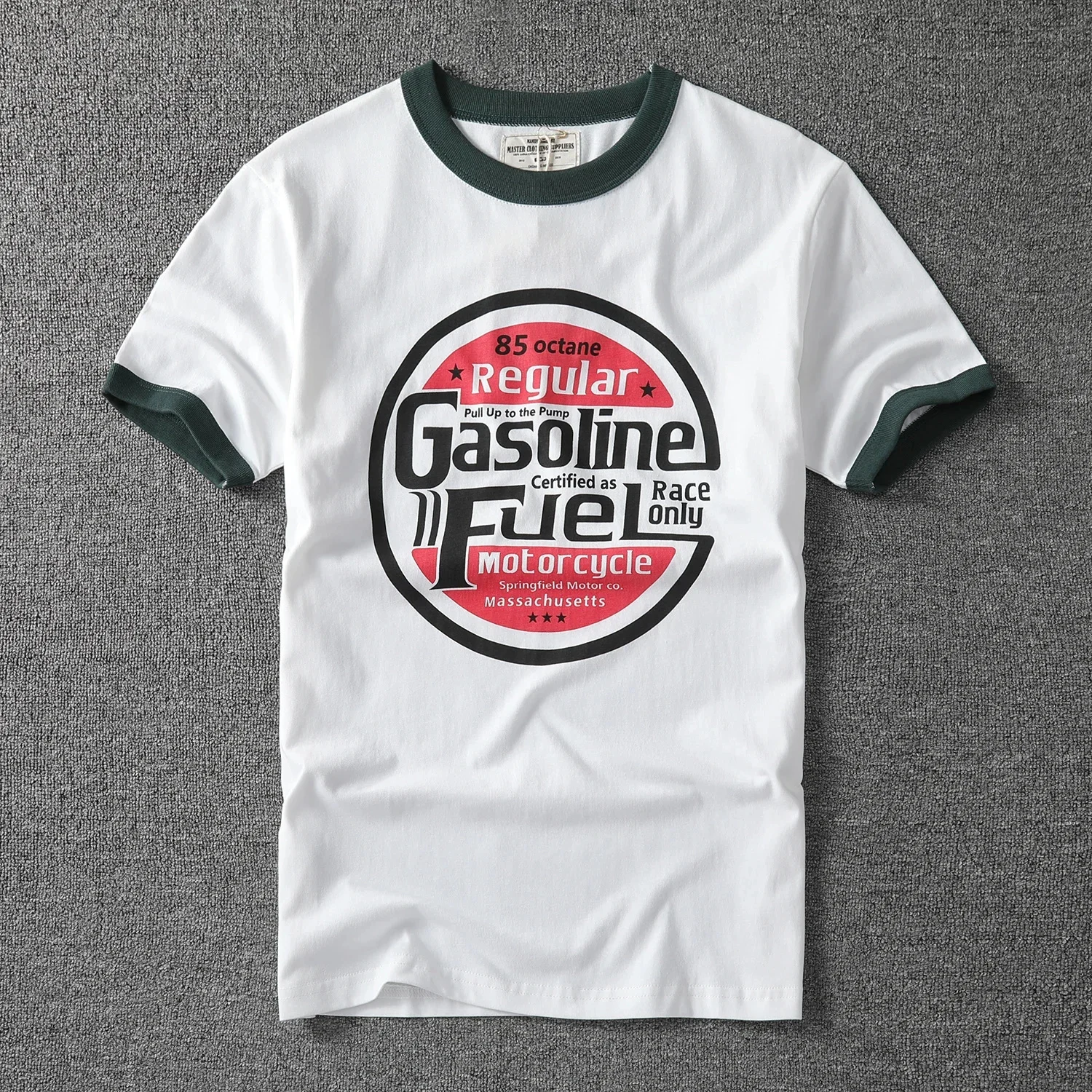 

Новая летняя 200 г двойная хлопковая тяжелая модная мужская футболка в стиле ретро с мотоциклетным принтом, соответствующая цвету, с круглым вырезом и короткими рукавами