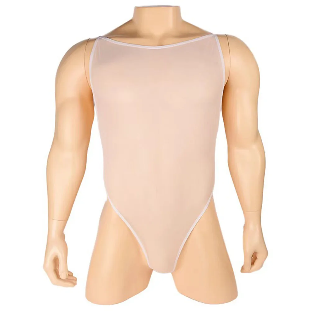 

Men's Sexy Lingerie Mesh SeeThrough Sexy Bodysuit Open Crotch T-Back Erotic Hot Male Breathable Jumpsuit Elastic Underwear